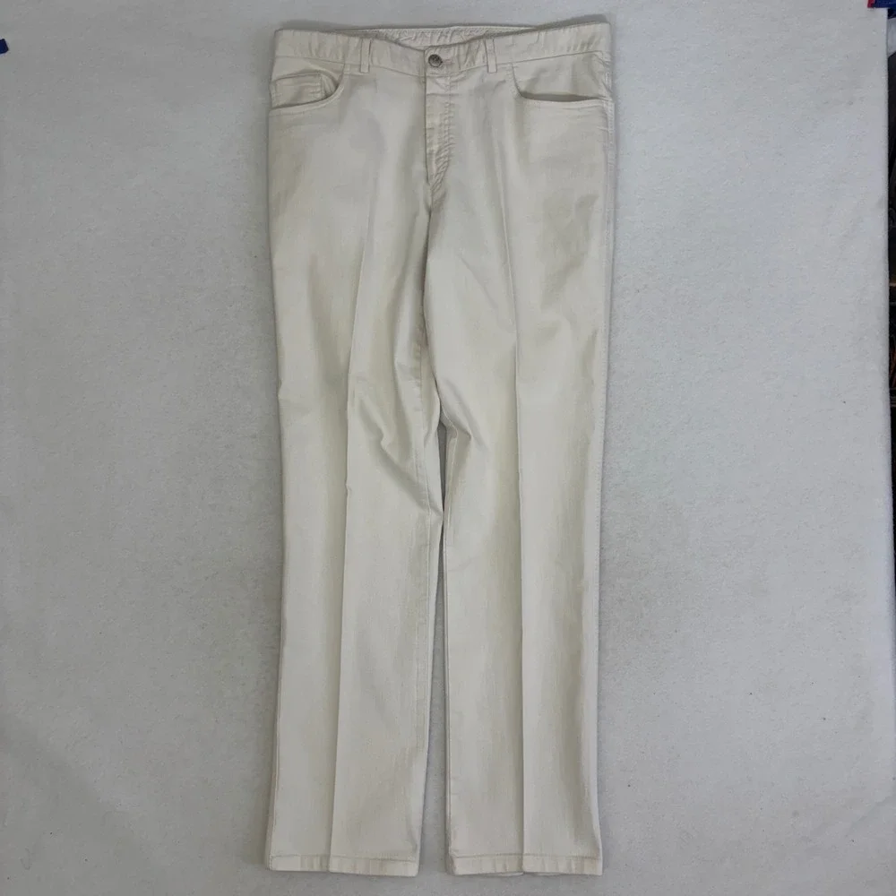 Brioni Marmolada Mens Jeans 38/33 Ecru White Cotton Stretch Denim Italy Luxury